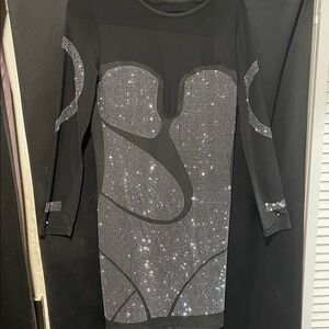 Source Unknown Black Dress with Silver Accents